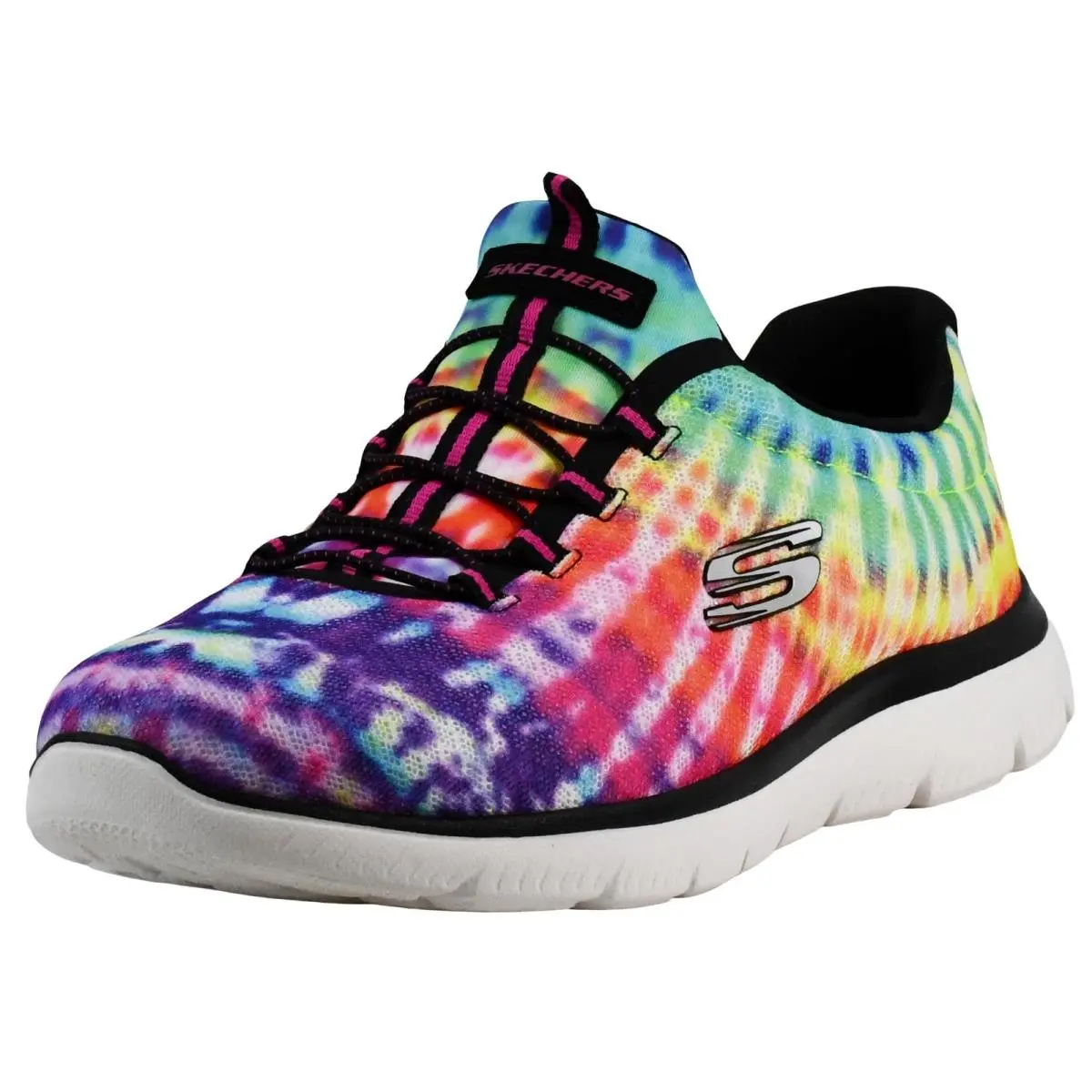 Skechers Women`s Sneakers Tie Dye Rainbow Extra Squishy Memory Foam 10 Wide