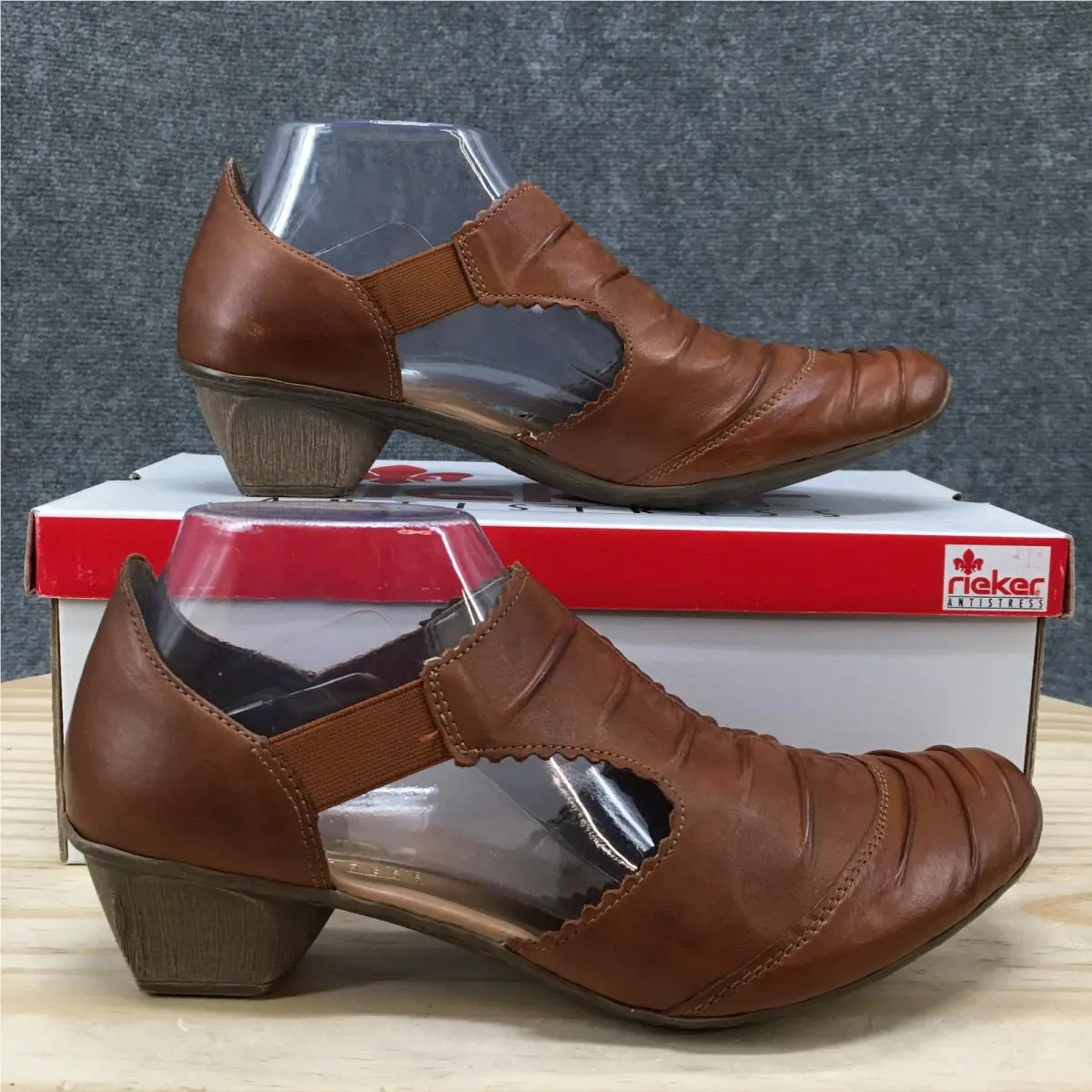 Rieker Mirjam Womens 8.5 Slip On Casual Cut-out Casual Block Heels Brown