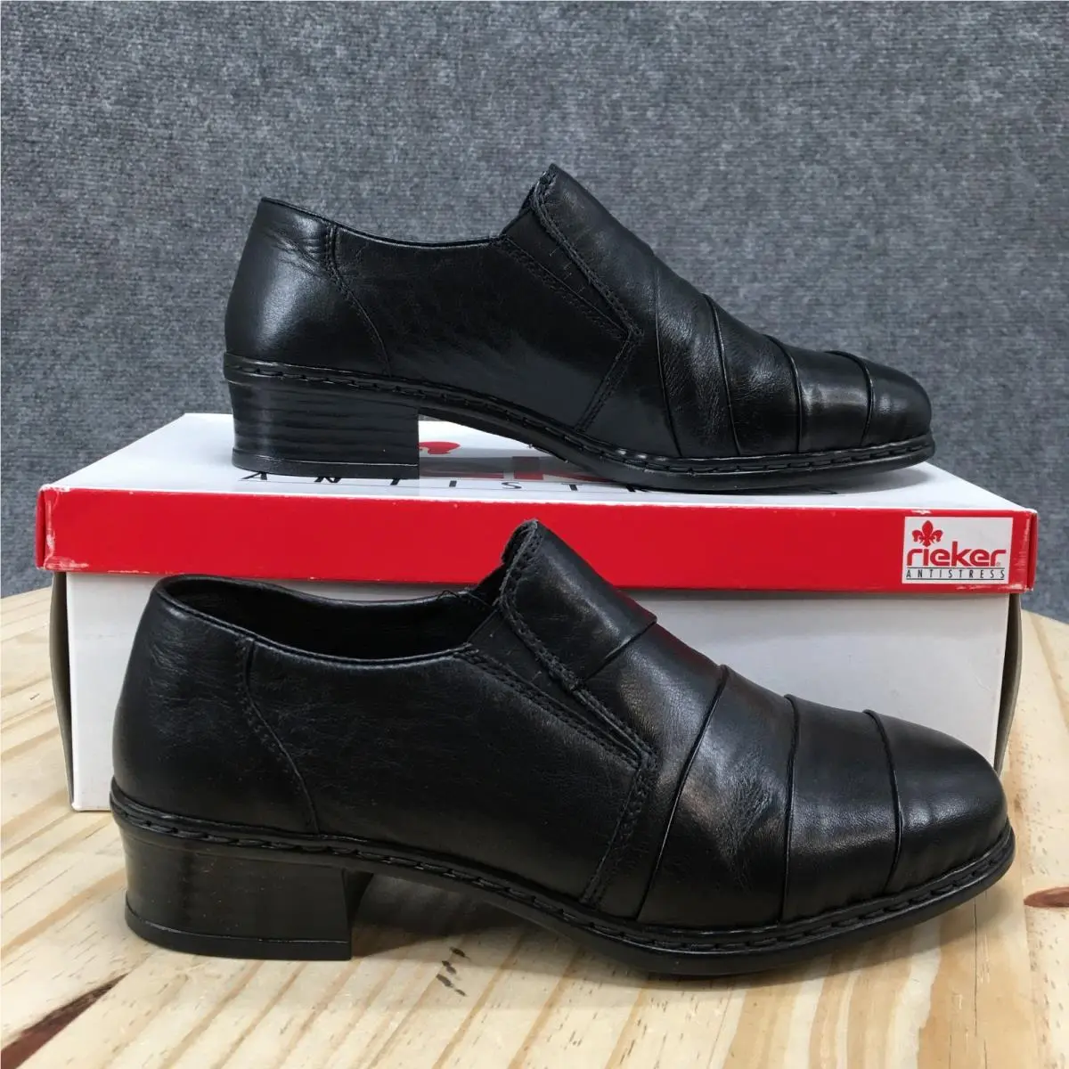 Rieker Dana Shoes Womens 6.5 Loafer Slip On Casual Comfort Block Heels Black