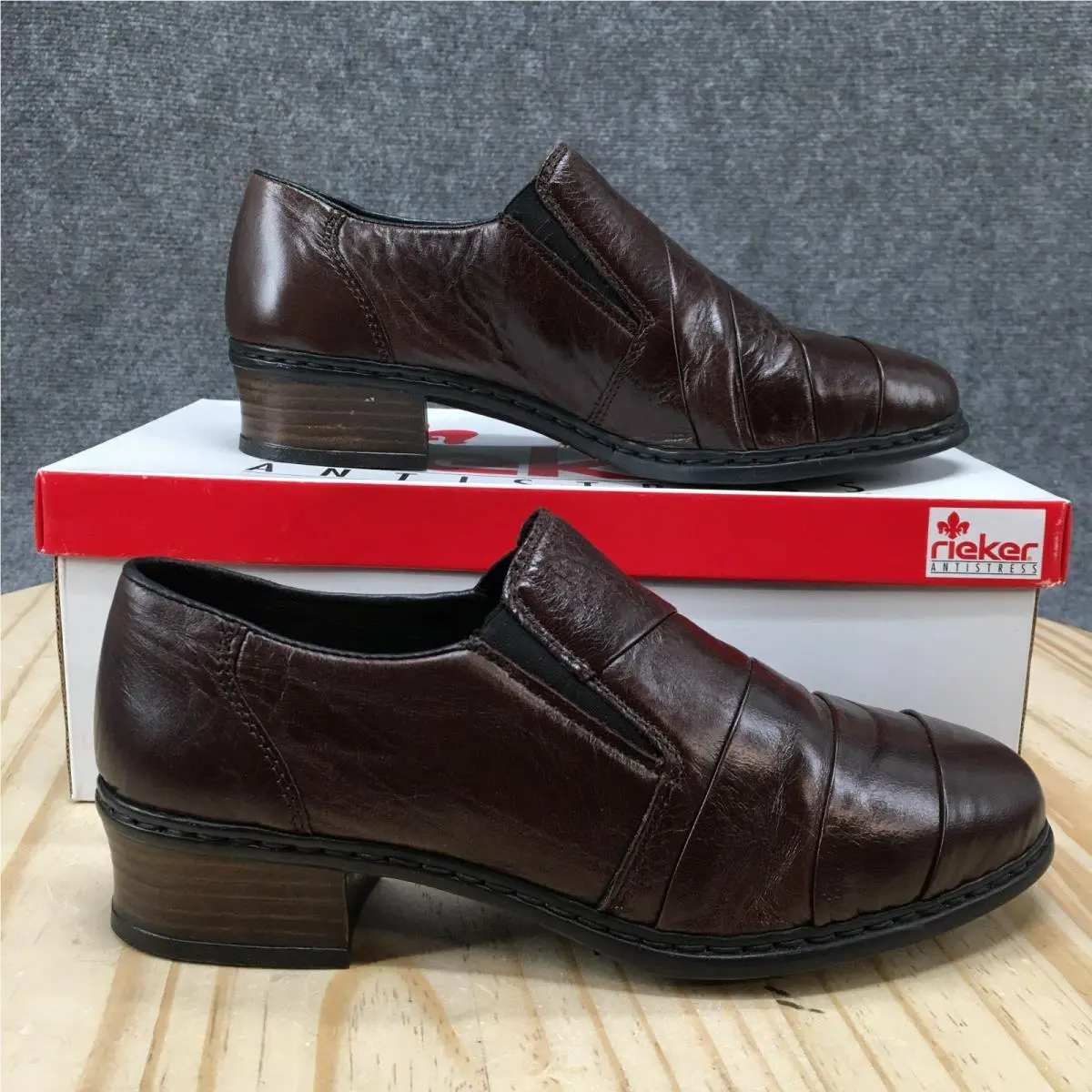 Rieker Dana Shoes Womens 7 Loafers Slip On Comfort Casual Block Heels Brown