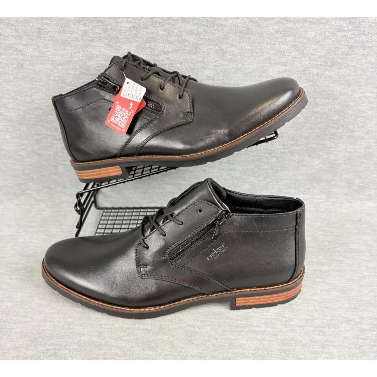 Rieker Dustin 09 Chukka Boots Mens 11.5 Black Leather Ankle Comfort Zip Casual