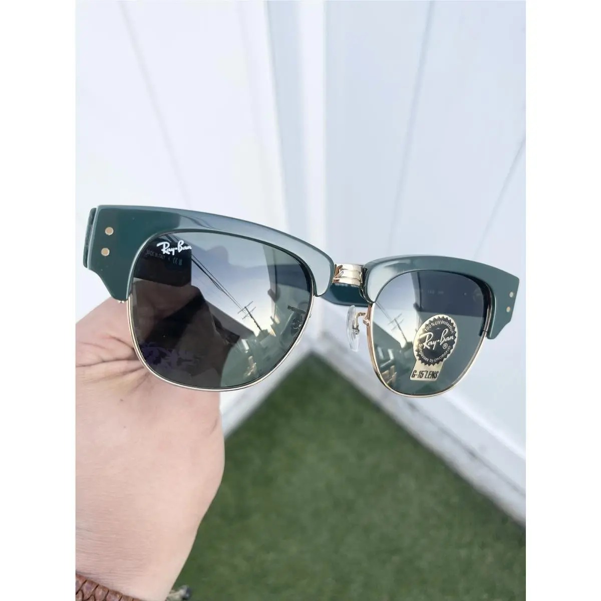 Ray Ban Mega Clubmaster RB0316-S 0316 Green G15 Size 53/21 Case Included