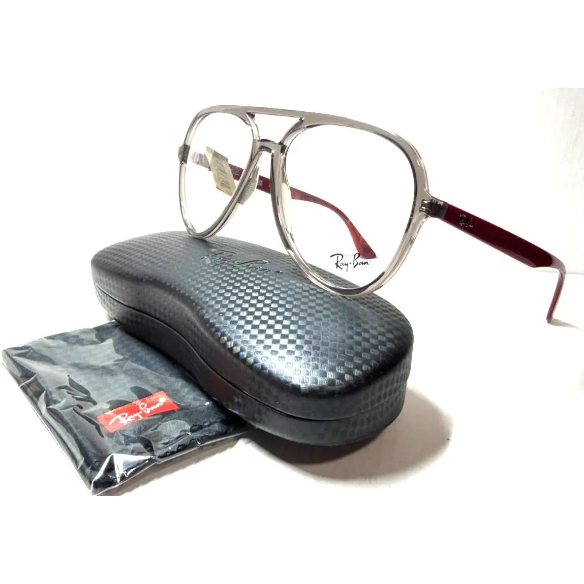Ray-ban RB 4376V 8083 Crystal Grey W/bordeaux Temples Eyeglasses 57-16
