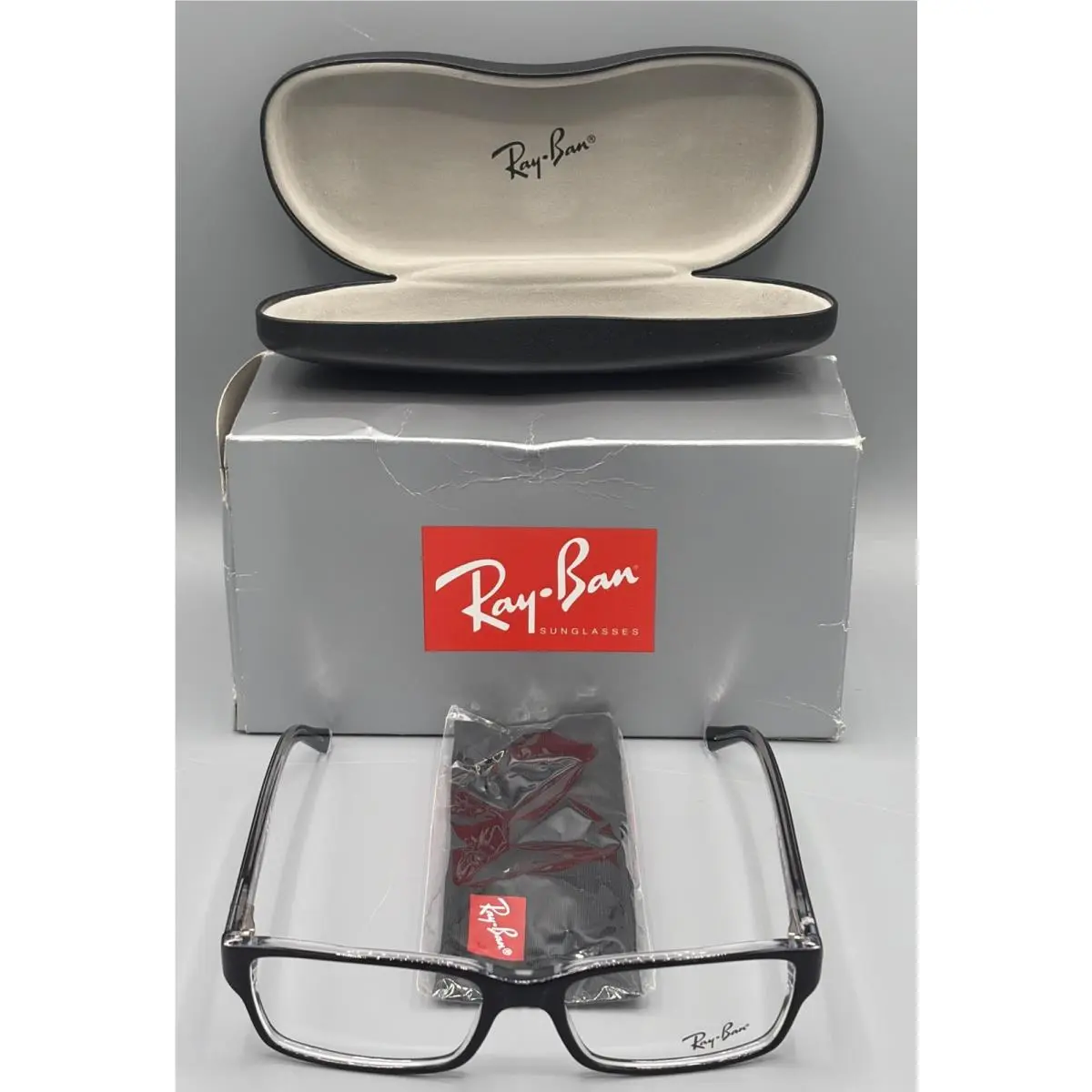 Ray-ban RB 5169 2034 Black Clear Frames Eyeglasses 54-16 W/ Box