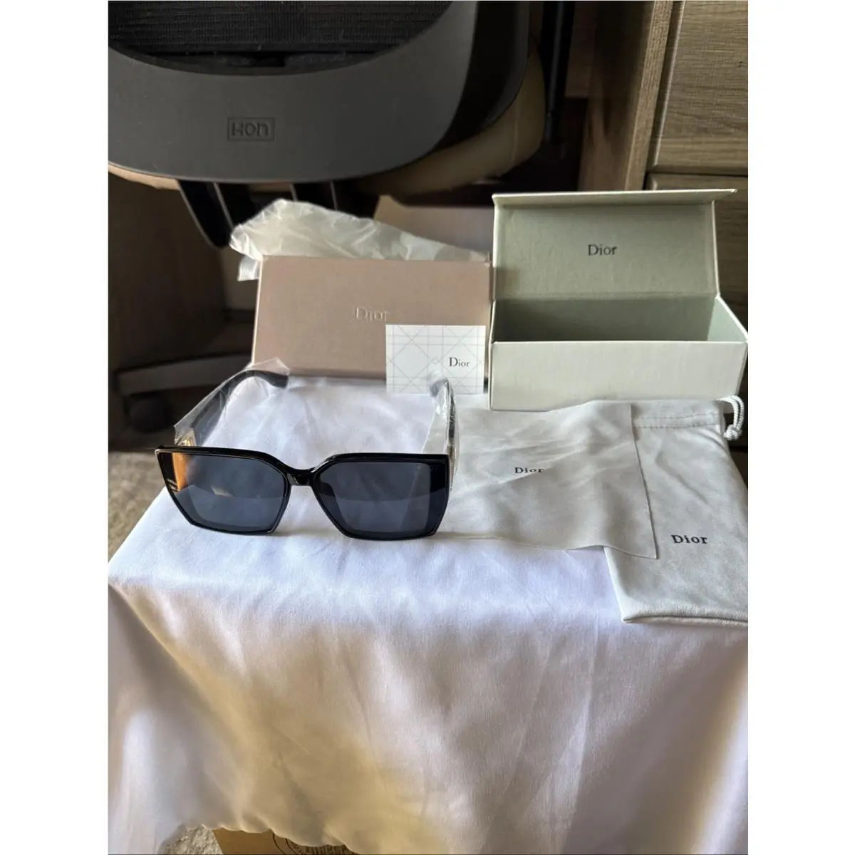 Dior Signature Square Oversize Black Sunglasses Full Inclusion Unisex