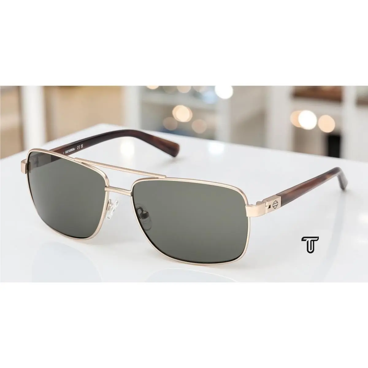 HD00018 32N Metal Gold Green 61 mm Men`s Sunglasses by Harley Davidson