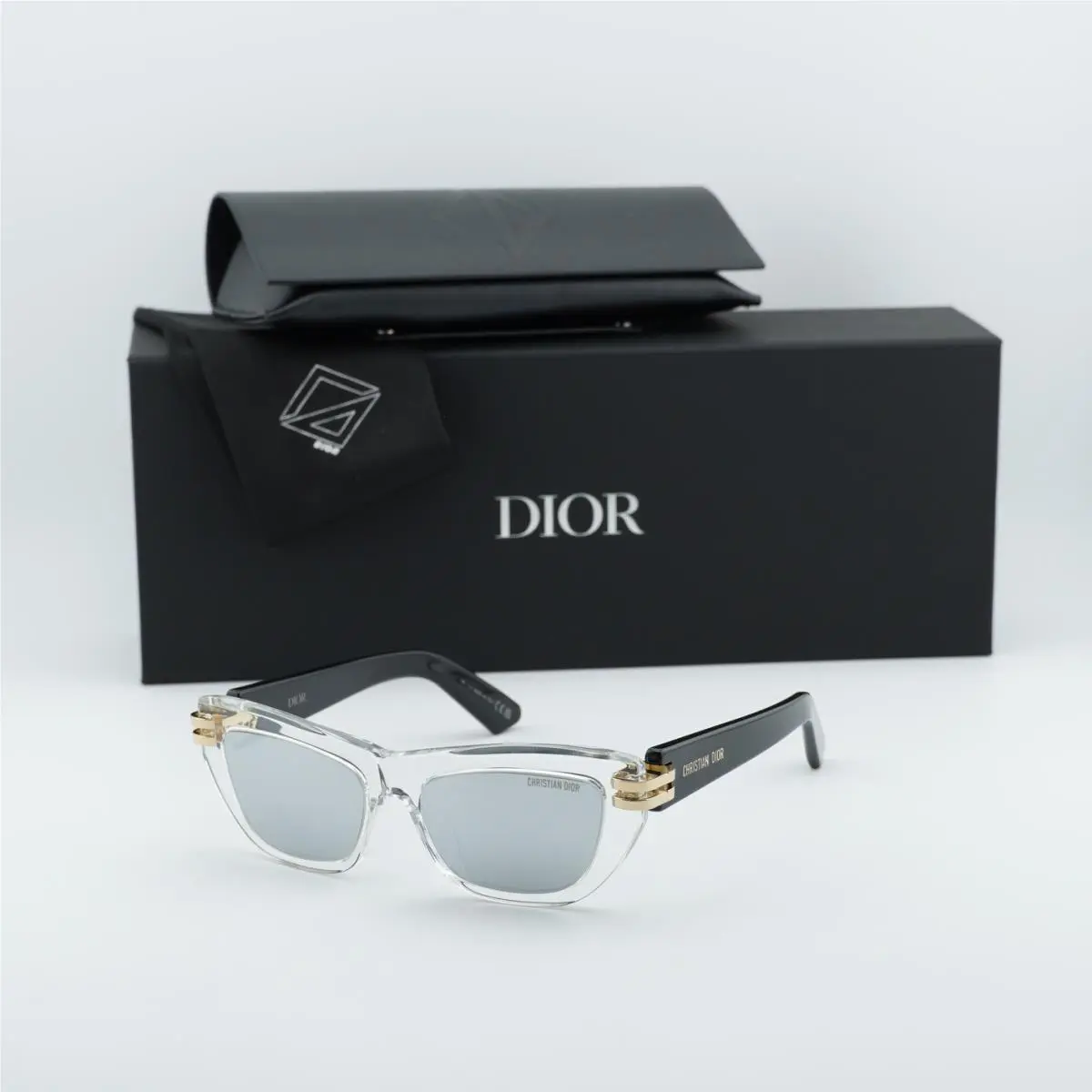 Cdior B2U 89A4 Transparent/black/silver Mirror 52-16-135 Sunglasses by Dior