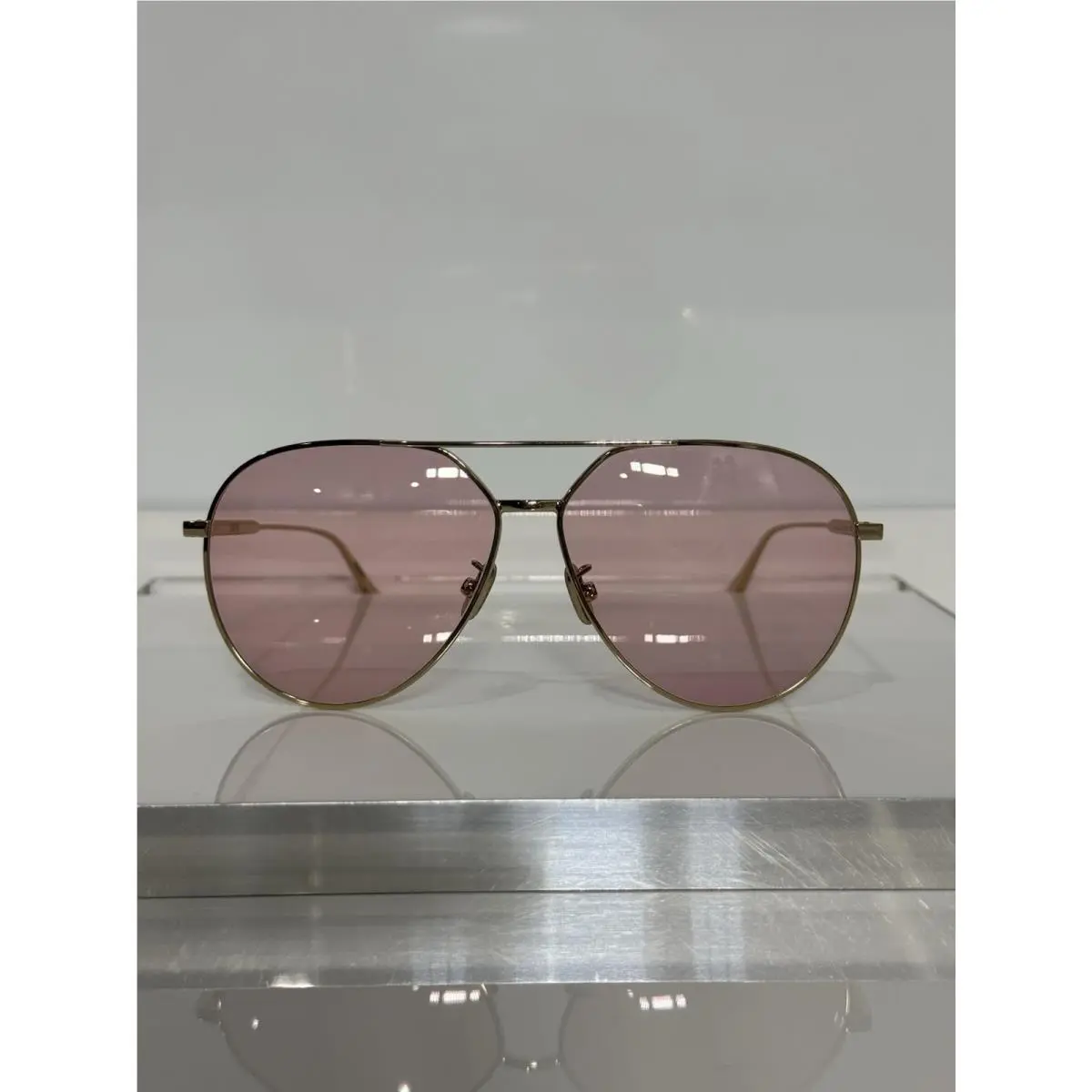 Dior Gemdioro Shiny Gold Aviator Metal Custom Pink Sunglasses