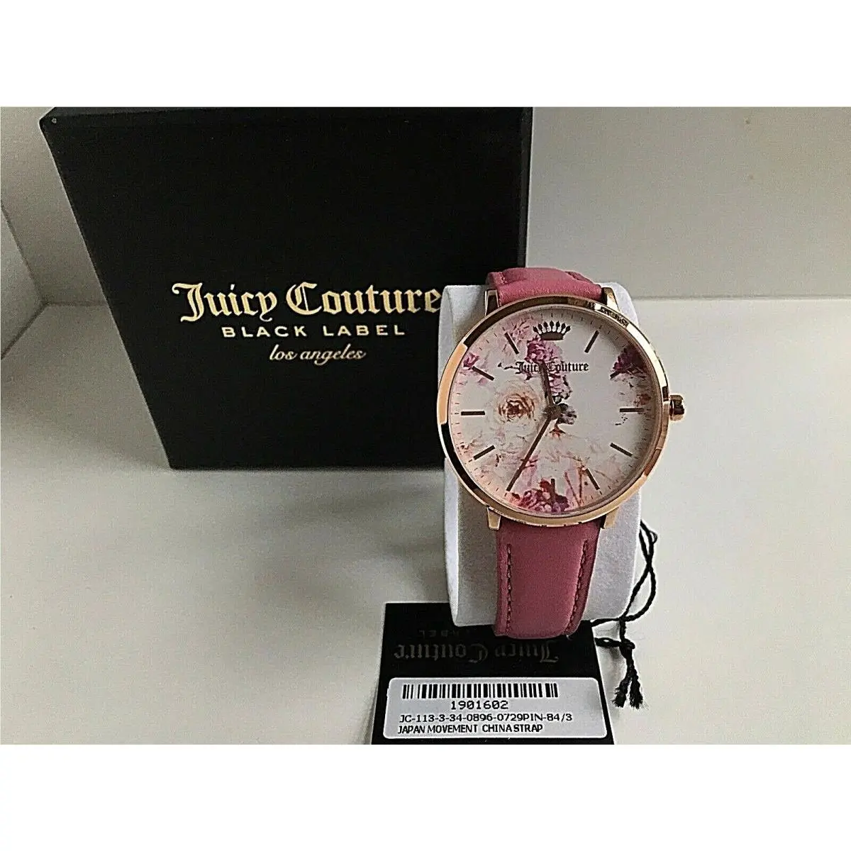 Juicy Couture Ultra Slim Leather Strap Rose Gold Pink Women`s Watch