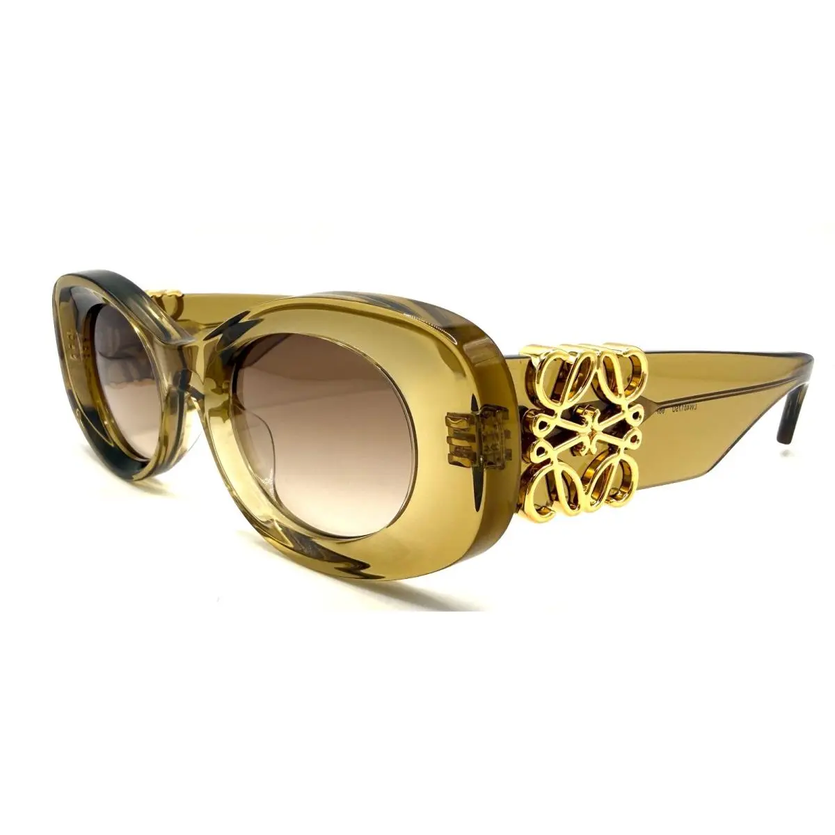 Loewe LW40175U LW 40175U 96F Anagram Green Oval Sunglasses 49-22-145