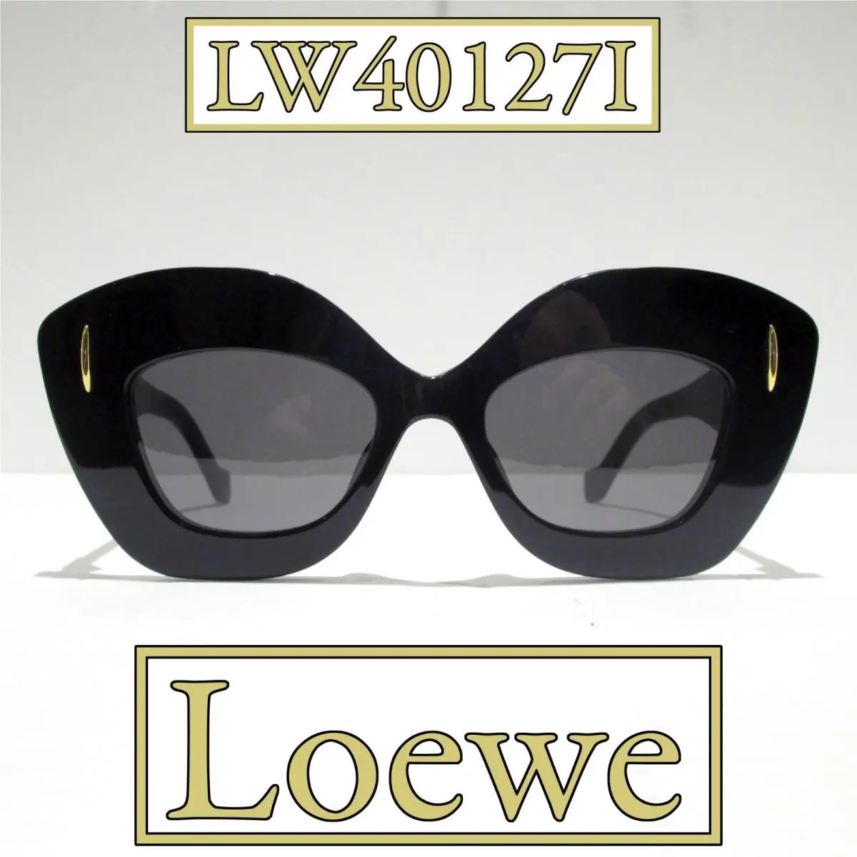 Loewe Anagram LW40127I 01A Sunglasses Women`s Shiny Black Chunky Square 135mm