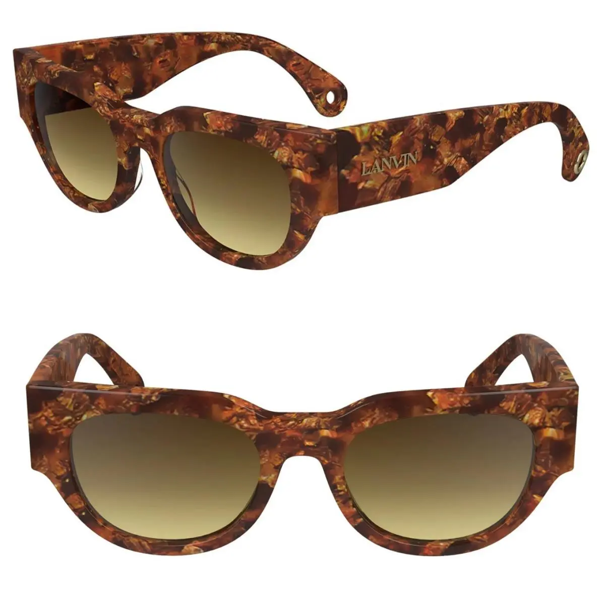 Lanvin LNV670S 730 51mm Rectangle Sunglasses Amber Tortuise / Brown Gradient