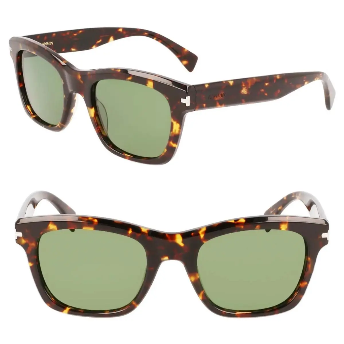 Lanvin LNV620S 234 52mm Square Cat Eye Sunglasses Dark Havana / Green - Italy