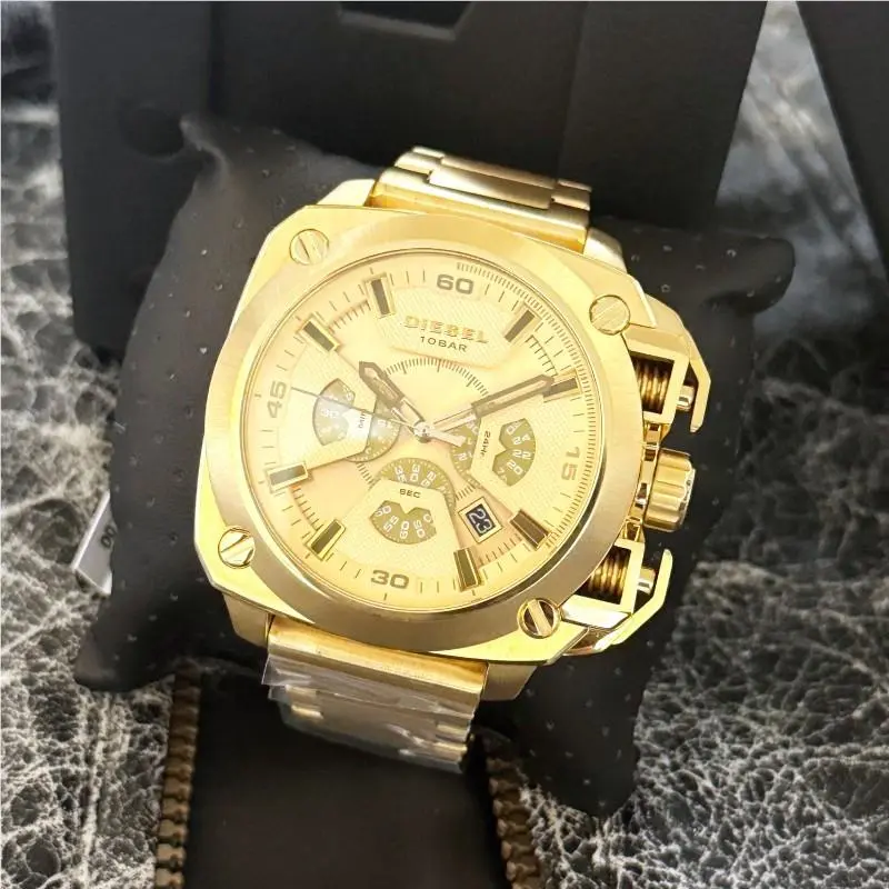 DZ7450 Bamf 50mm Gold Stainless Steel Case Band Men`s Wristwatch by Diesel