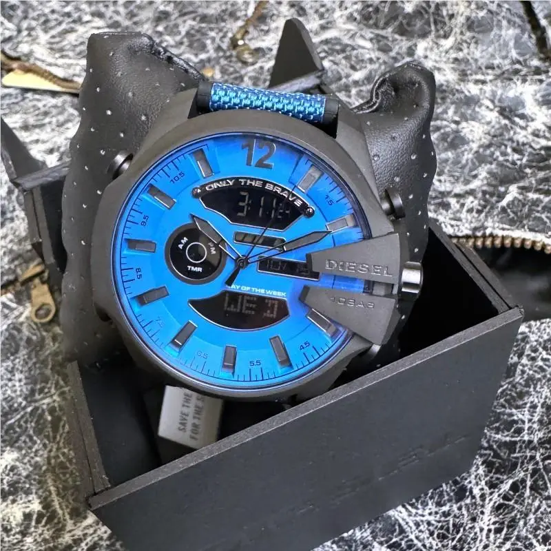DZ4550 Mega Chief Analogue-digital Blue Nylon and Silicone Watch by Diesel
