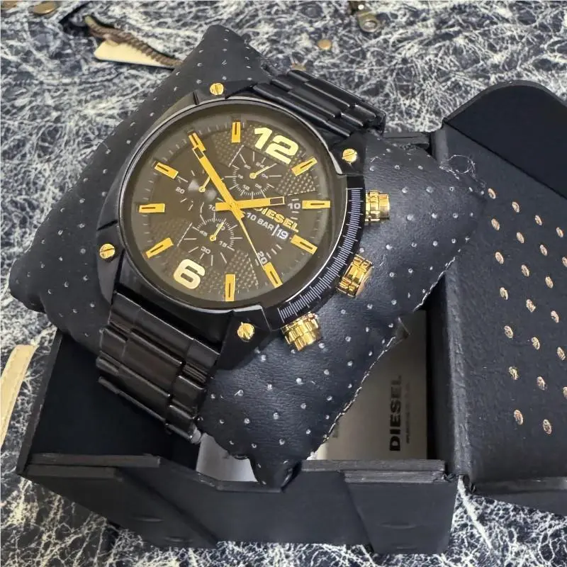 Diesel Men`s Overflow Three-hand Black Steel Watch DZ4504