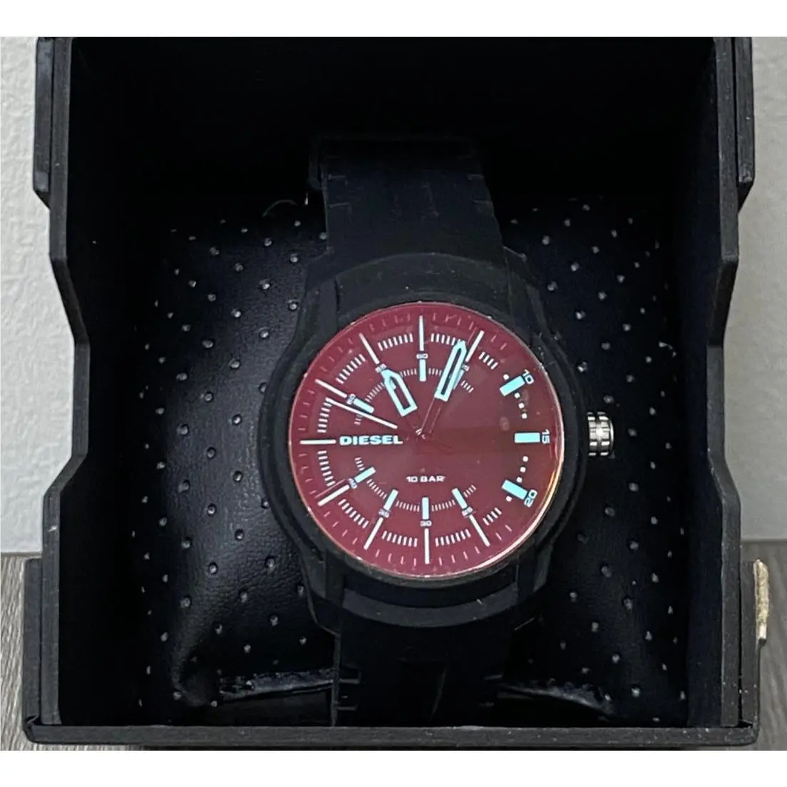 Diesel Men`s Armbar Black Silicone Strap Watch 45mm DZ1819