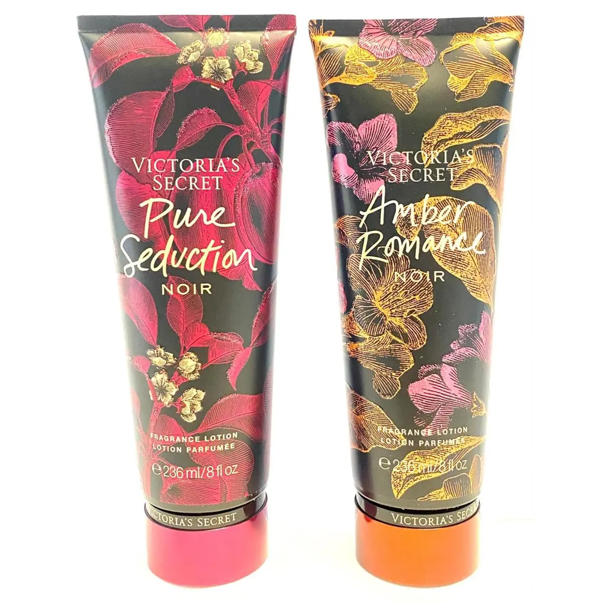 2 OF Bottles Victoria Secret Pure Seduction Amber Romance Noir Fragrance Lotion