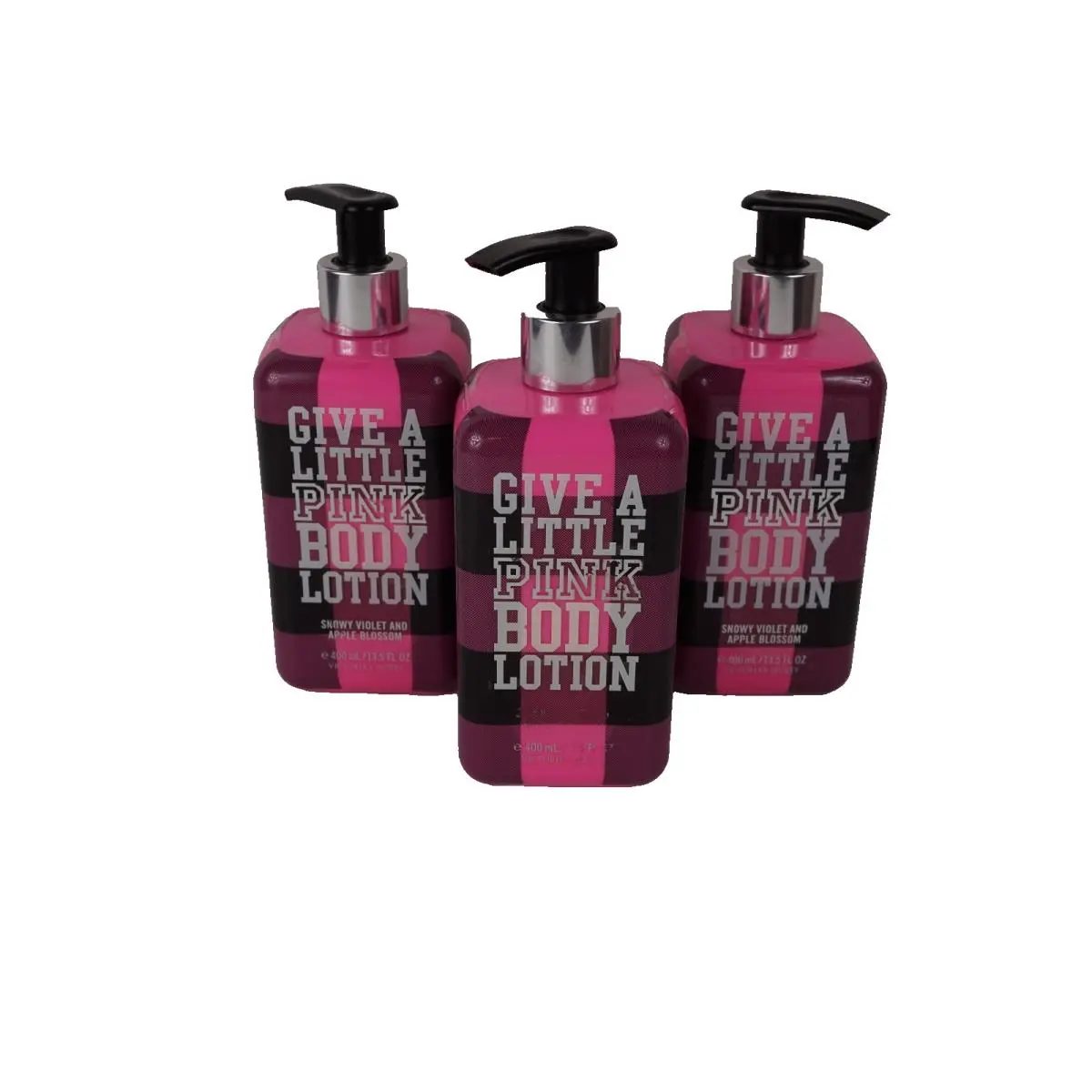 3 Victoria`s Secret Give A Little Pink Snowy Violet Apple Blossom Body Lotion