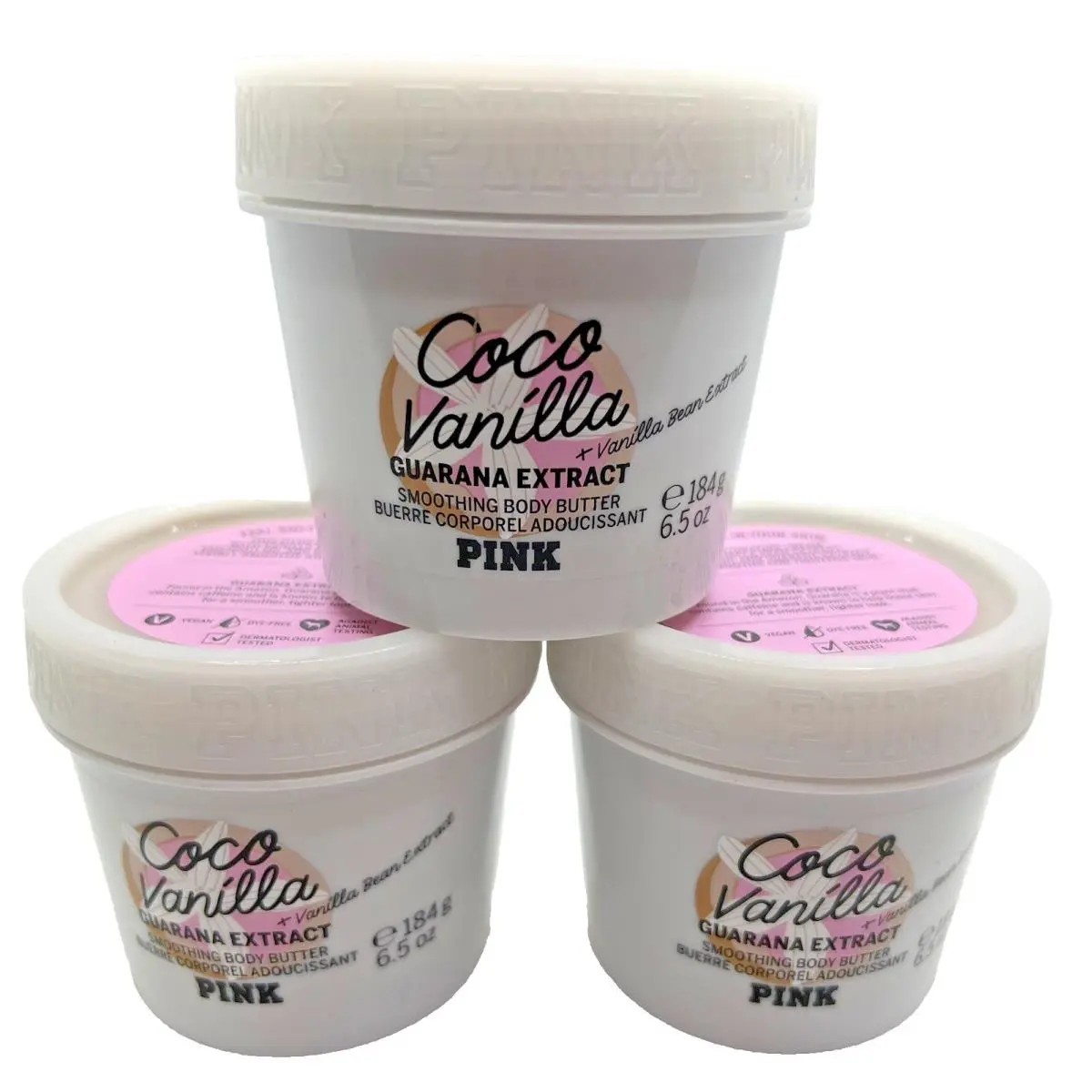 Victoria`s Secret Pink Coco Vanilla Smoothing Body Butter 6.5 Oz x3