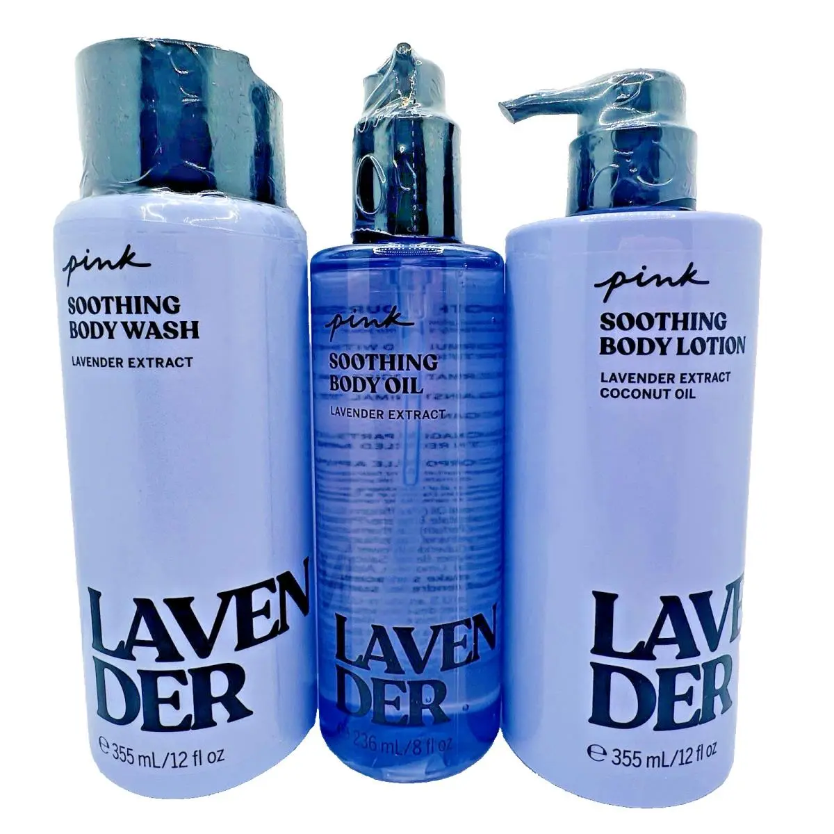 Victoria`s Secret Pink Soothing Lavender Body Oil Wash Lotion Set