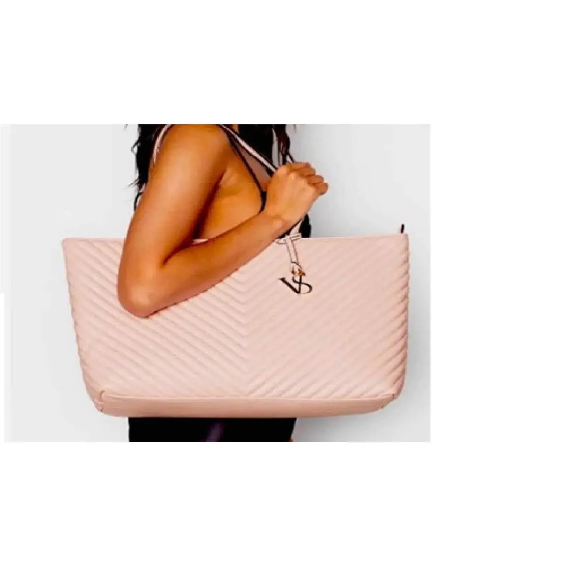 Victoria Secret Pink Blush Pebbled V-quilt Everything Tote Large Weekend Bag