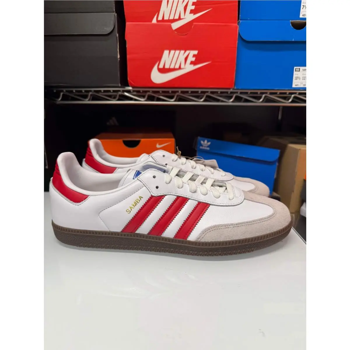 Adidas Men`s Samba OG Shoes White Red IG1025