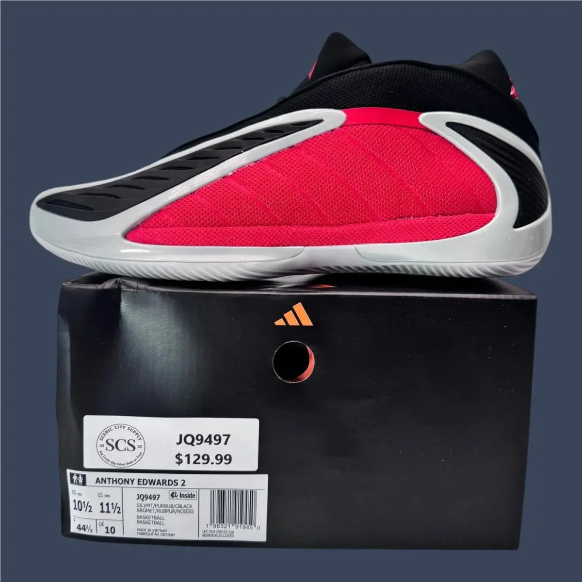 Adidas shoes - Adidas Anthony Edwards 2 Silver Metallic/Pure Ruby/Core Black | 14