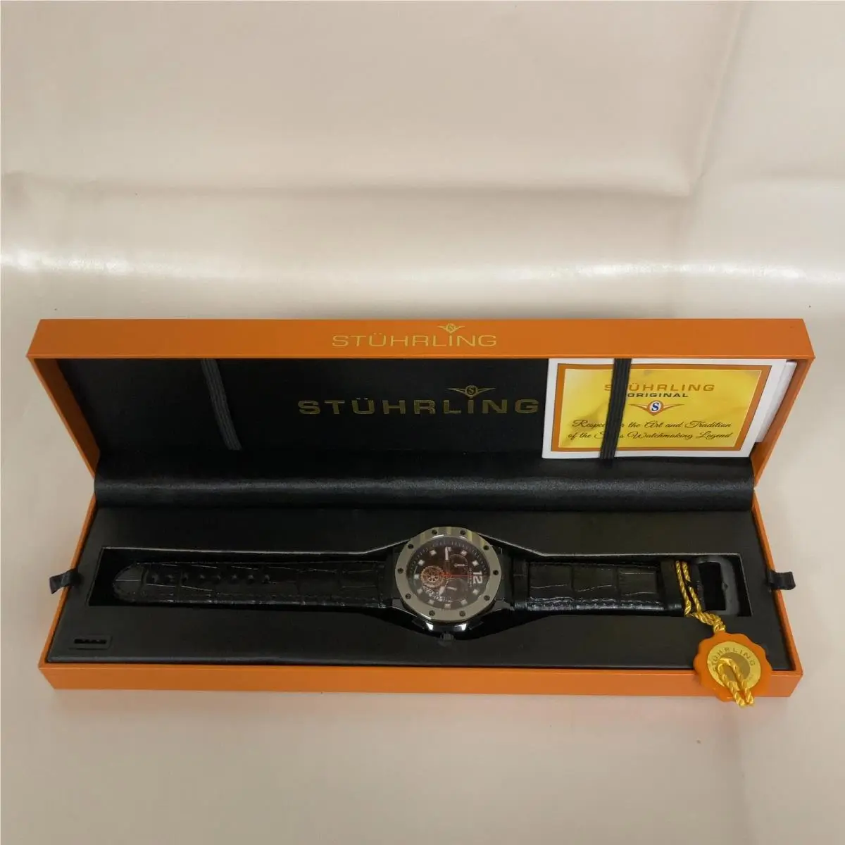 Stuhrling Midnight Apocalypse 469 Quartz 44mm Men`s Watch Classic