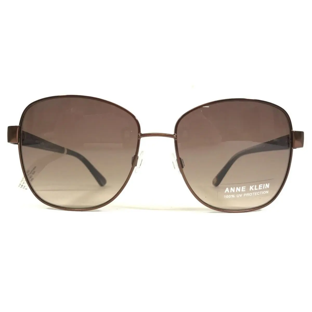 Anne Klein Sunglasses AK7072 200 Mocha Brown Blue Wire Rim Frames Brown Lenses