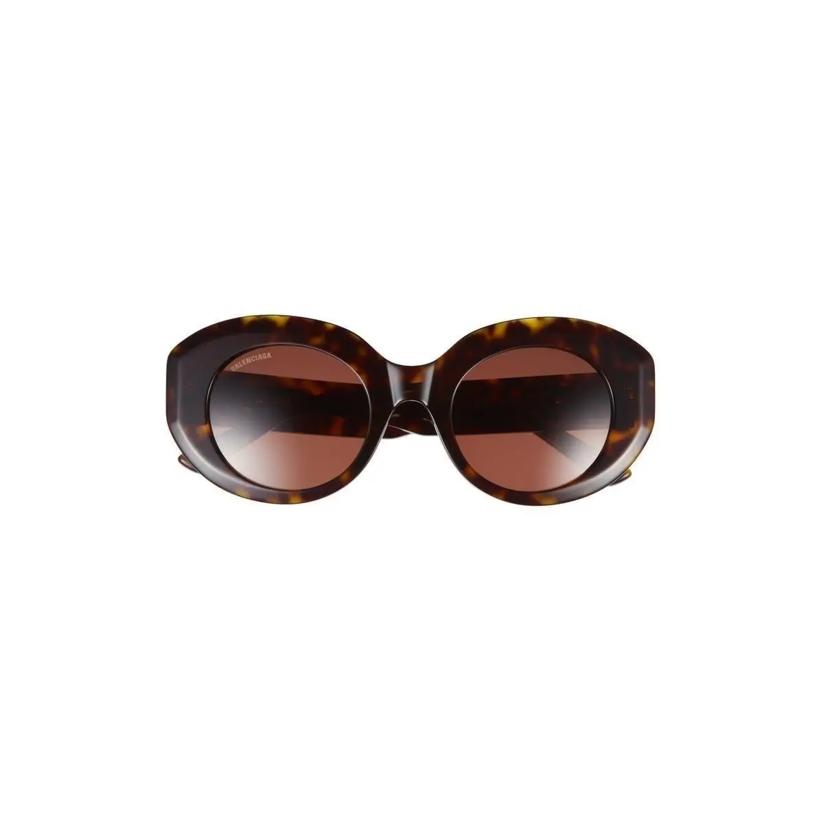 Women Oval Sunglasses Havana Havana Brown by Balenciaga
