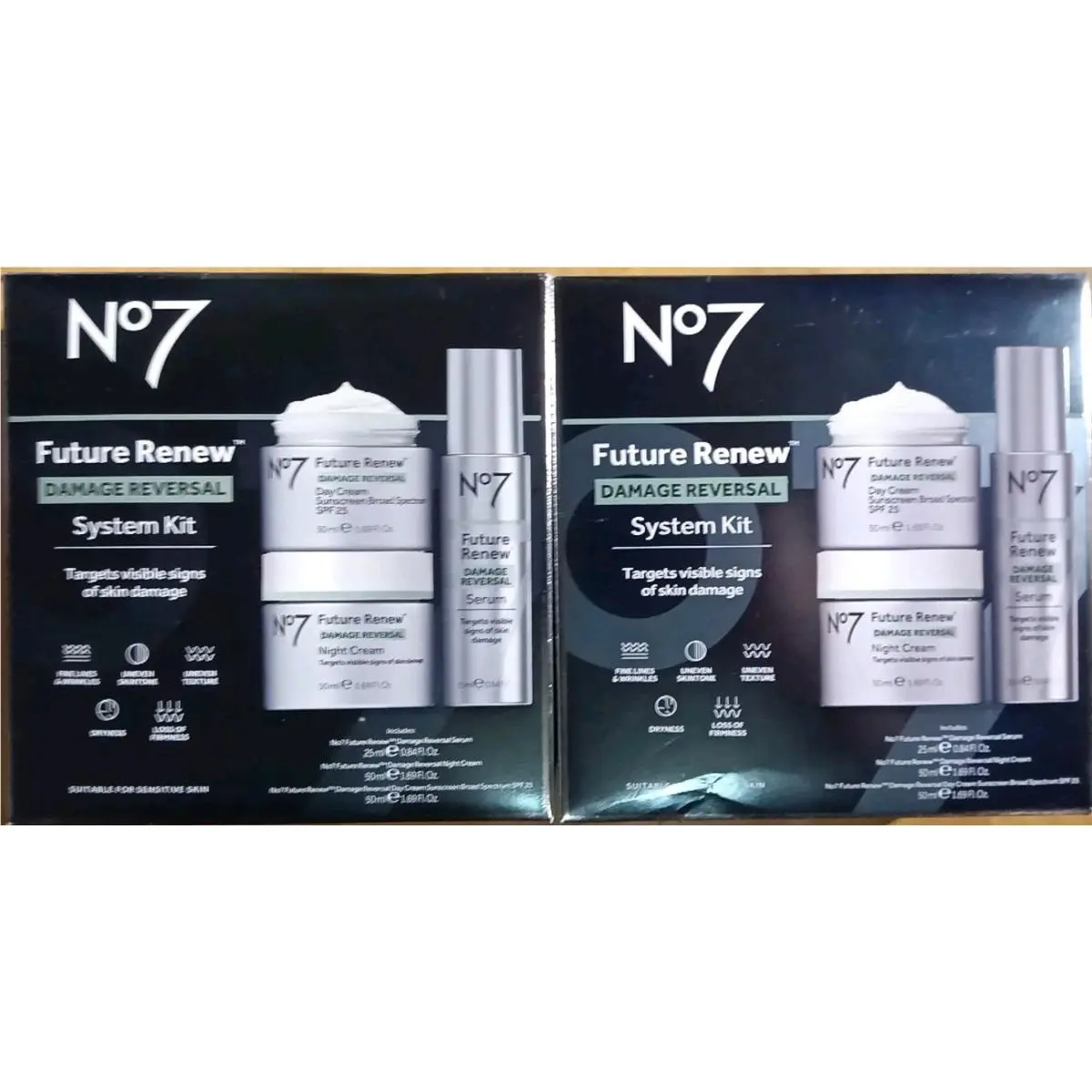 2  No 7 Future Skin Damage Reversal System Kit 3-IN-1 Night Day Cream + Serum by No7