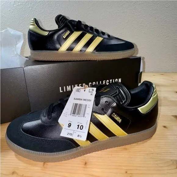 Adidas Samba Messi Shoes Women`s 10 / Men`s 9 Black Gold Unisex IH8159