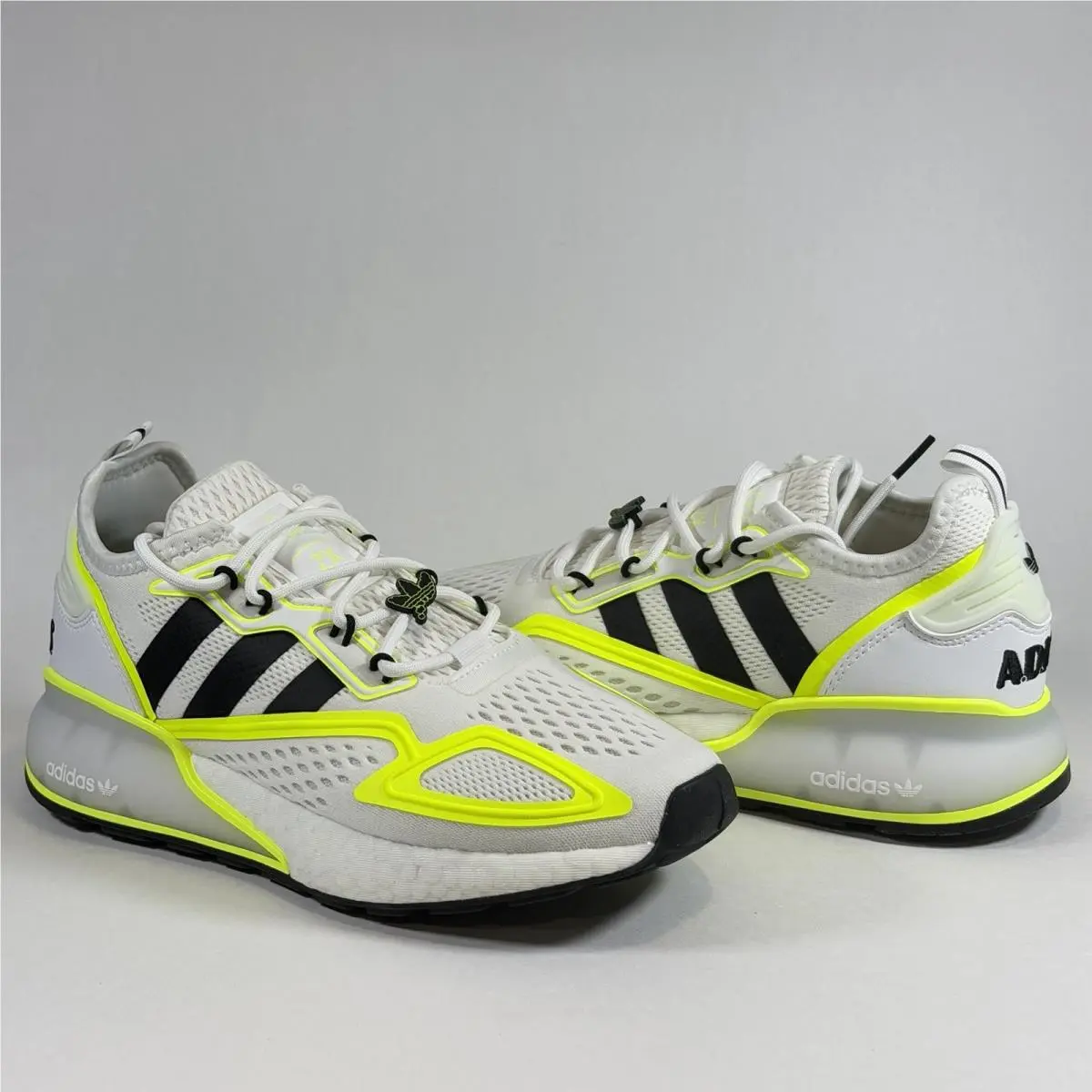 Adidas Size-7 ZX 2K Boost J White Volt Athletic Training Shoes