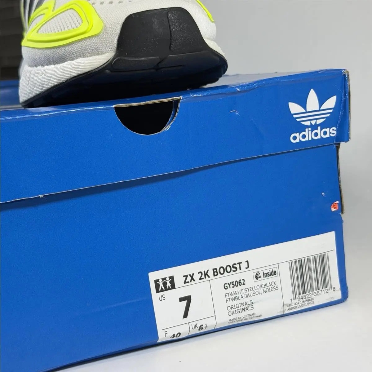 Adidas shoes - Adidas ZX 2K Boost J - GY5062 - White & Solar Yellow & Black 7