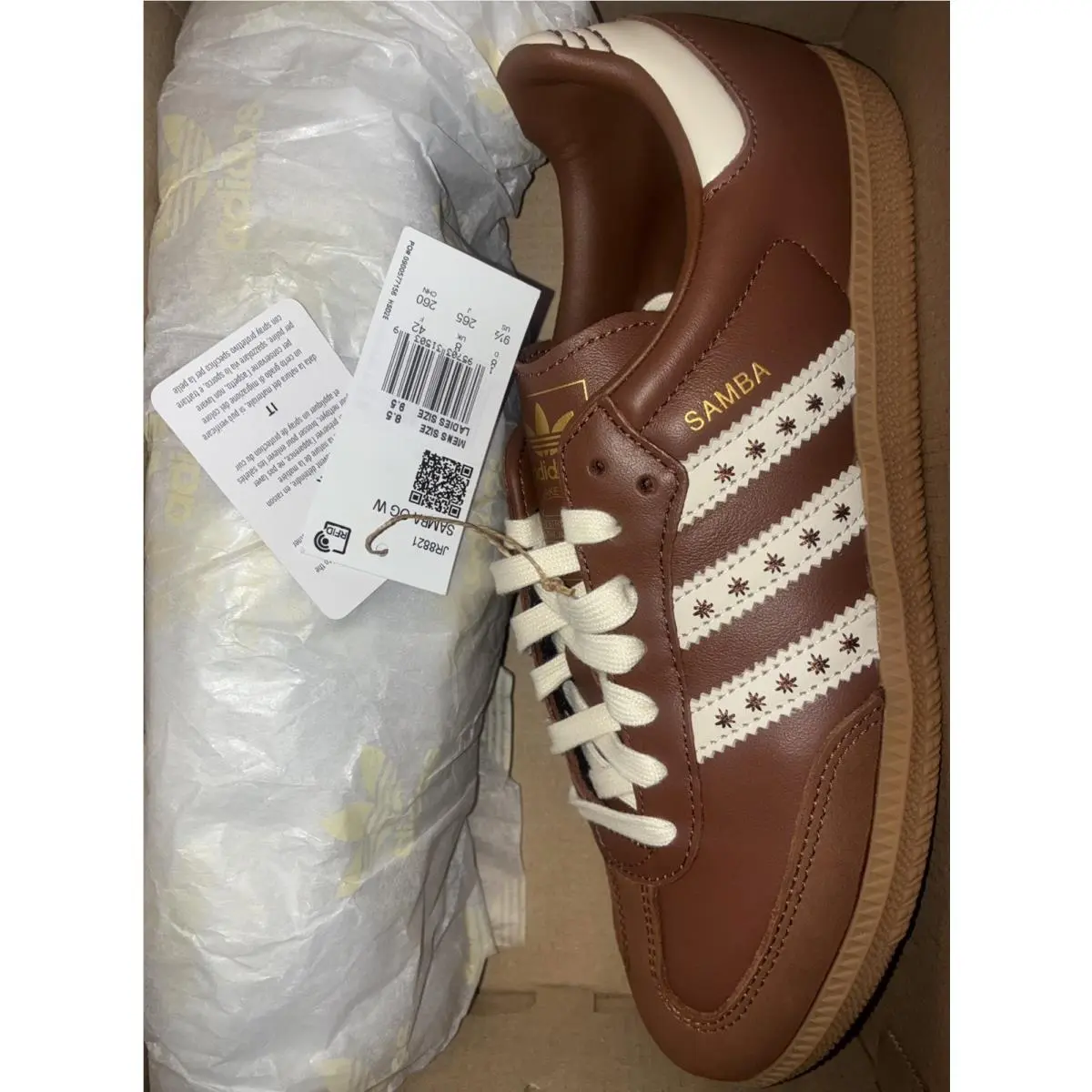 Adidas shoes - adidas Samba - Samba - JR8821 - White, Brown, Gum, Manufacturer: Cloud White/Preloved Brown/Cream White 5