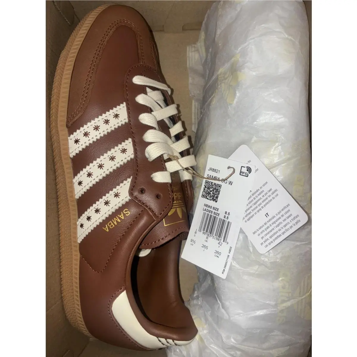 Adidas shoes - adidas Samba - Samba - JR8821 - White, Brown, Gum, Manufacturer: Cloud White/Preloved Brown/Cream White 6