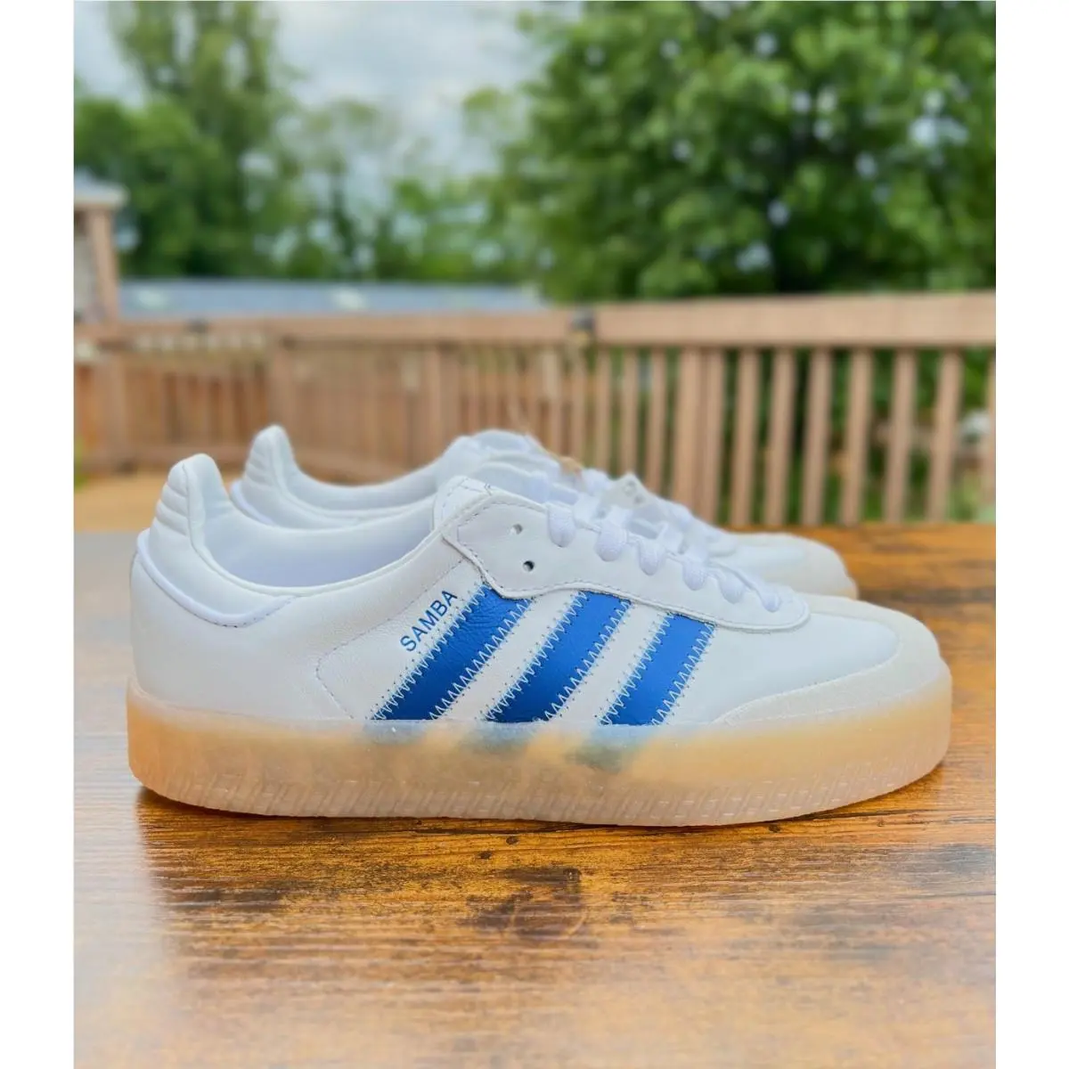 Adidas Originals Sambae W Cloud White Royal Blue Women`s Shoes IH4027 Size 7.5