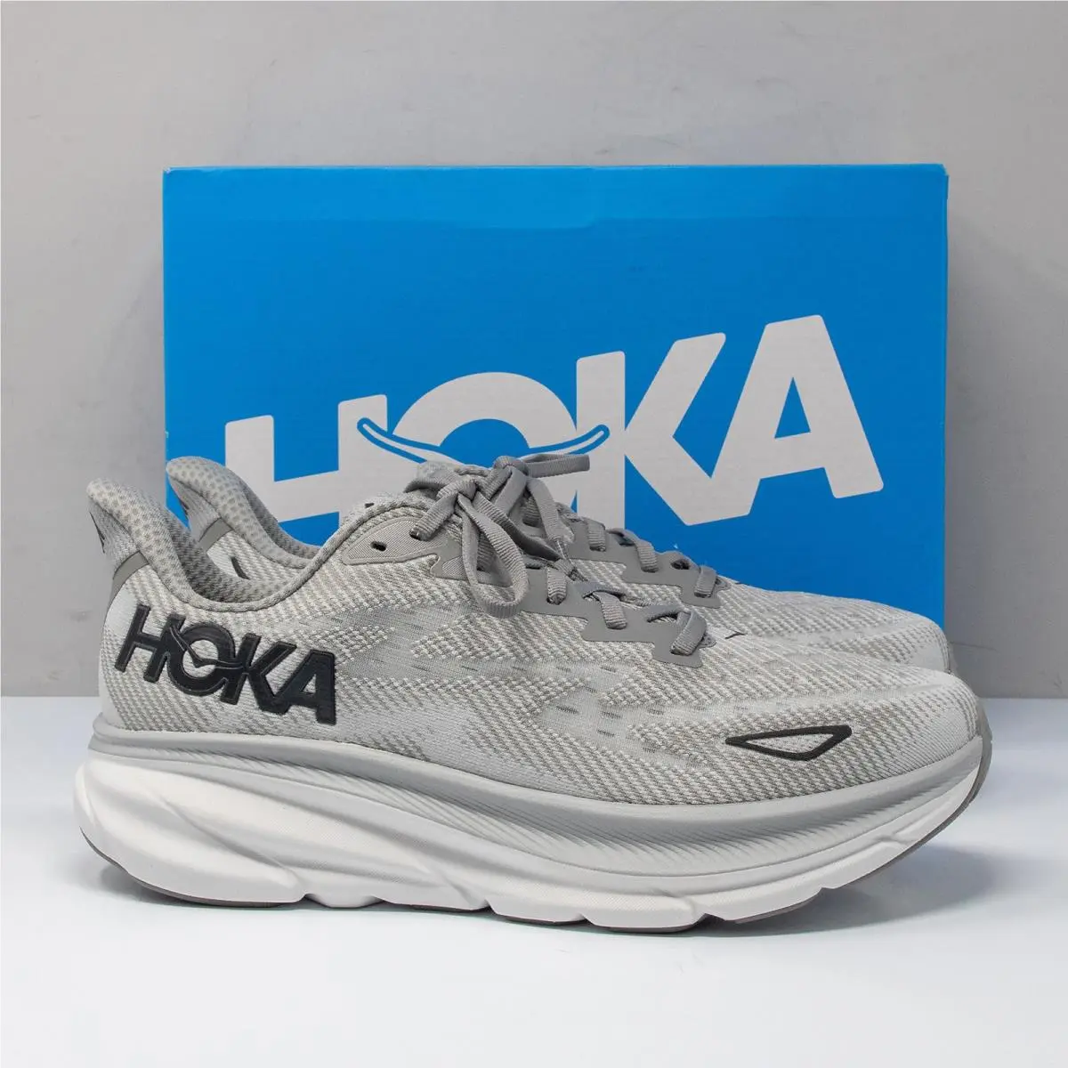 Hoka Clifton 9 Running Shoes Men`s 9.5 D Harbor Mist/black
