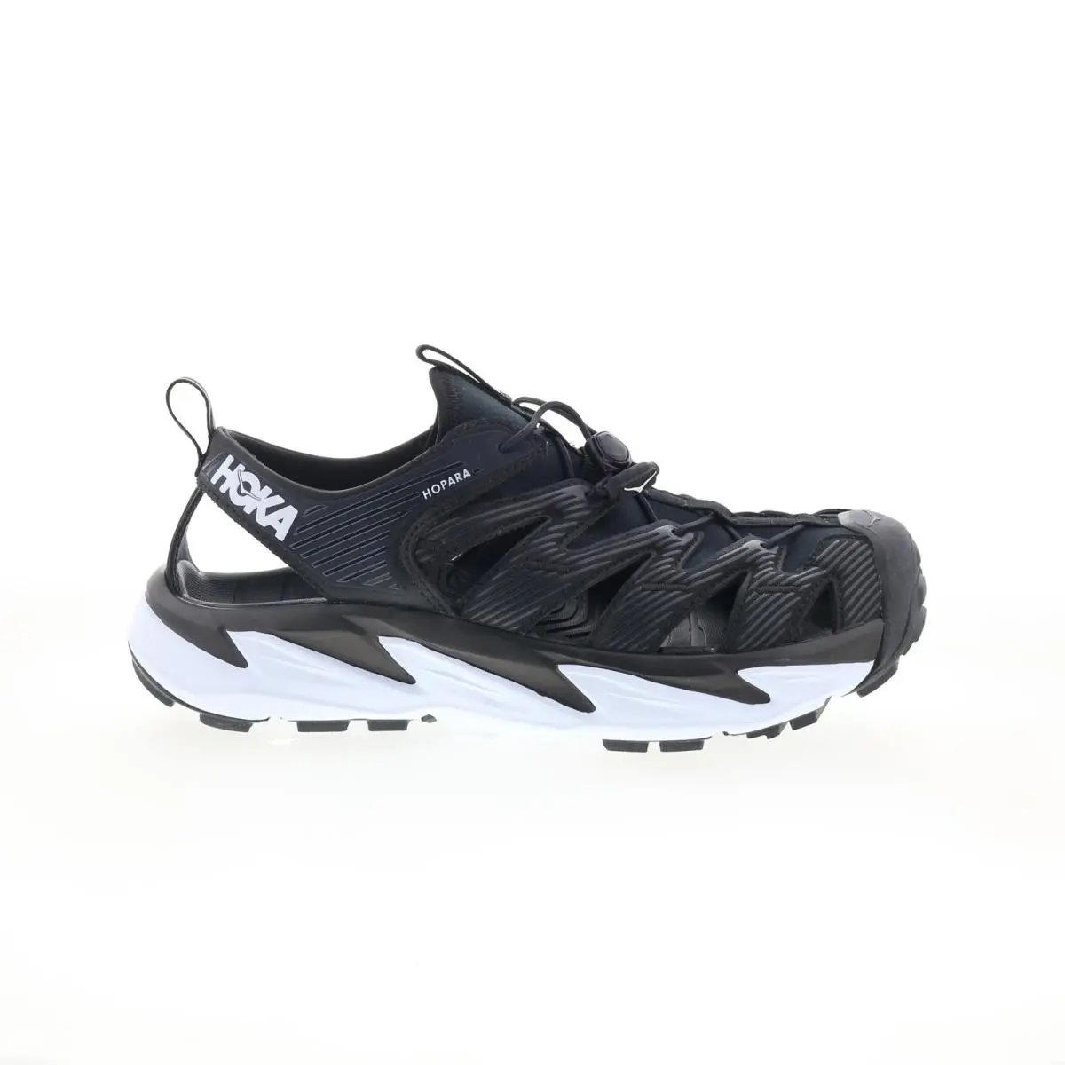Hoka Hopara 1123112-BWHT Mens Black Synthetic Sport Sandals Sandals Shoes 9