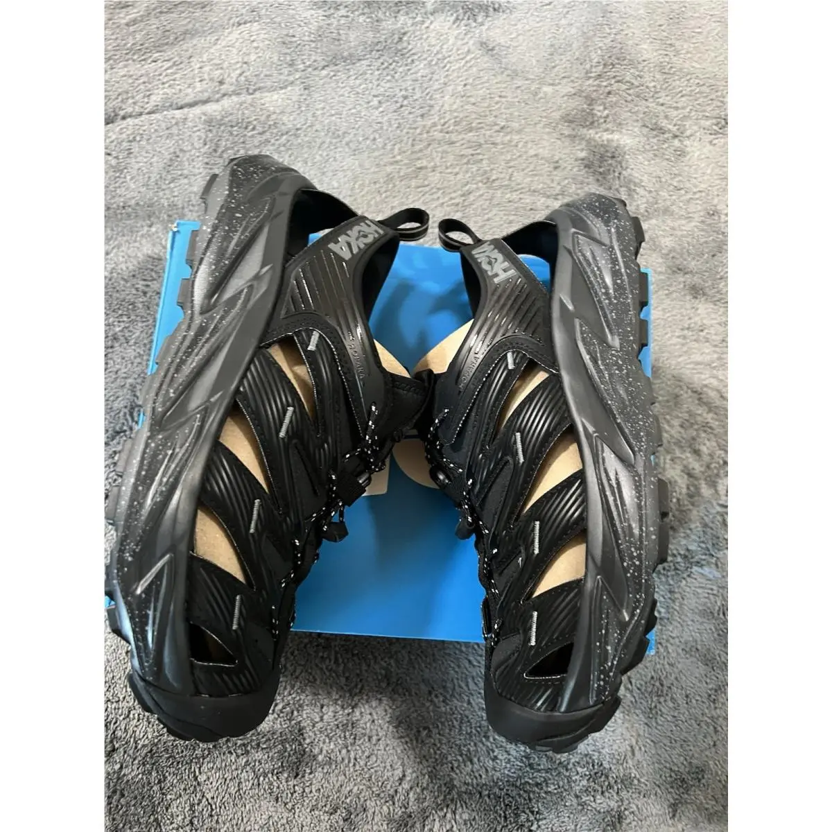 Hoka Hopara Black Castle Rock 1123112-BCSTL Fisherman Sandals Shoes Men’s 10.5