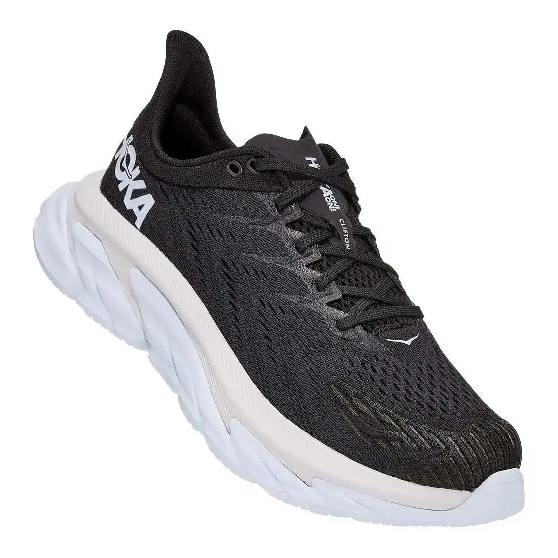 Hoka Men`s Clifton Edge Running Shoes 9.5 US Black/white Extremely Rare