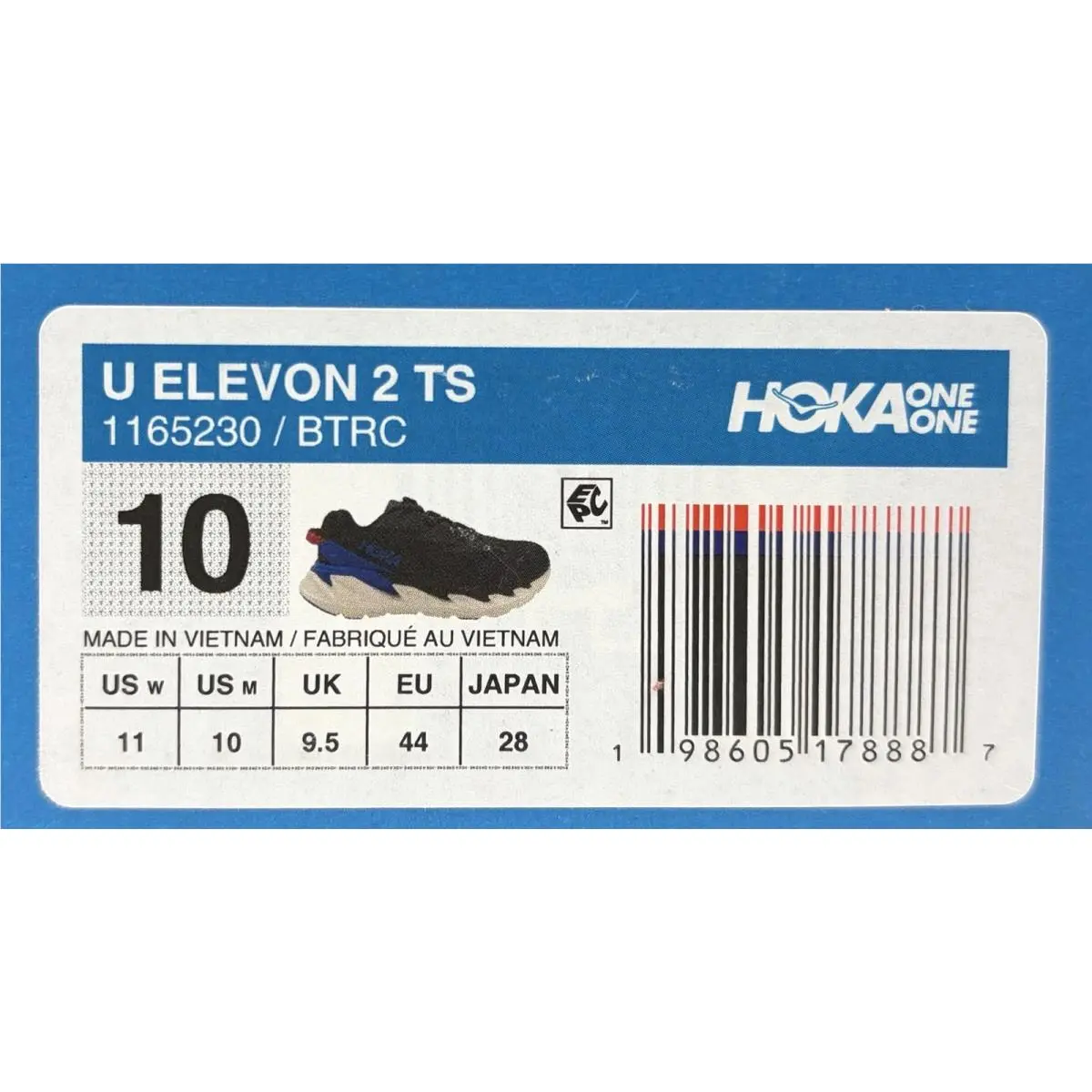 Hoka shoes - Hoka One One U Elevon 2 TS - 1165230 BTRC - Black/Electric Cobalt (UPC: 198605178887) 13