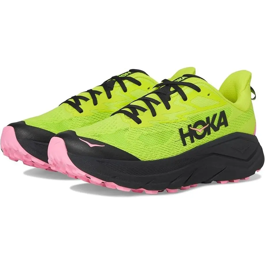 Hoka Challenger Atr 8 Running Lace-up Sneakers Neon Yellow Mesh Black Size 10