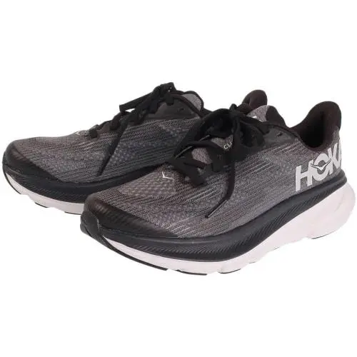 Hoka-clifton 9 Big Kid Unisex Running Shoes Black White Size 4.5 M