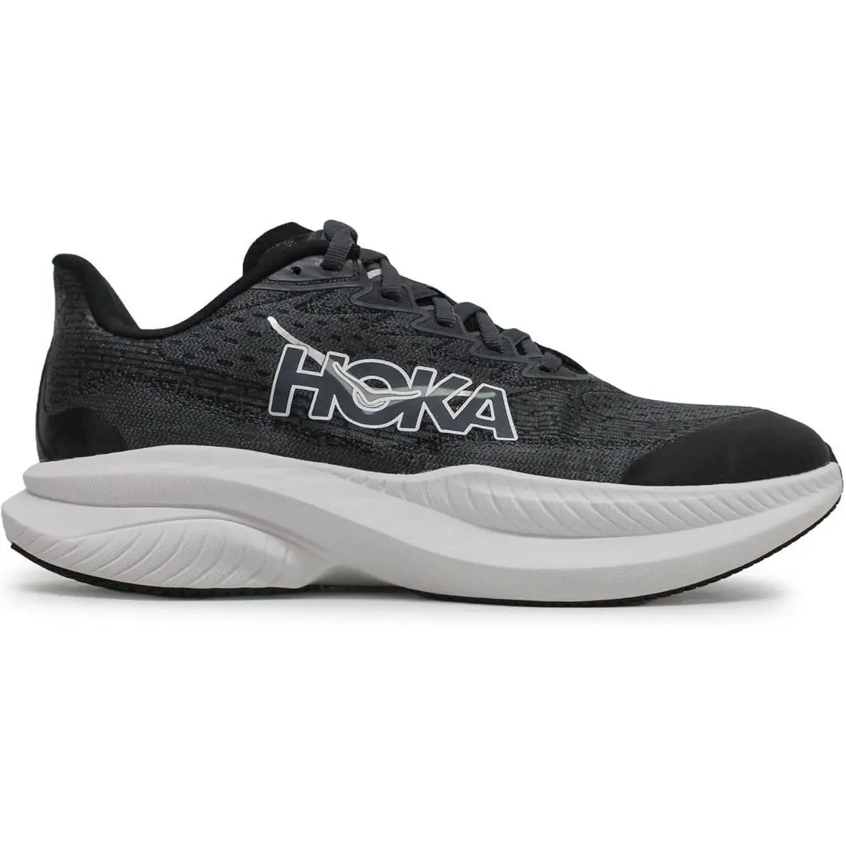 Hoka. Mach 6 Big Kid Unisex Running Shoes- Black White- Size 6 M - Black / White