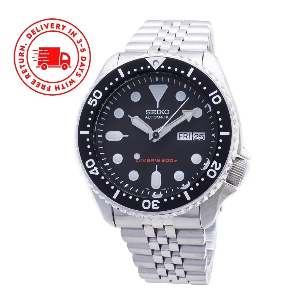 Seiko SKX007K2 Automatic Stainless Steel Black Dial Day/date Divers Mens Watch