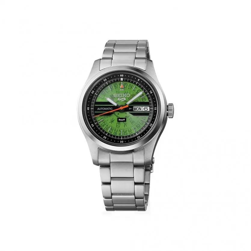 Seiko 5 Sport Huf Limited Edition Green Dial 39 MM Men`s Watch SRPM09