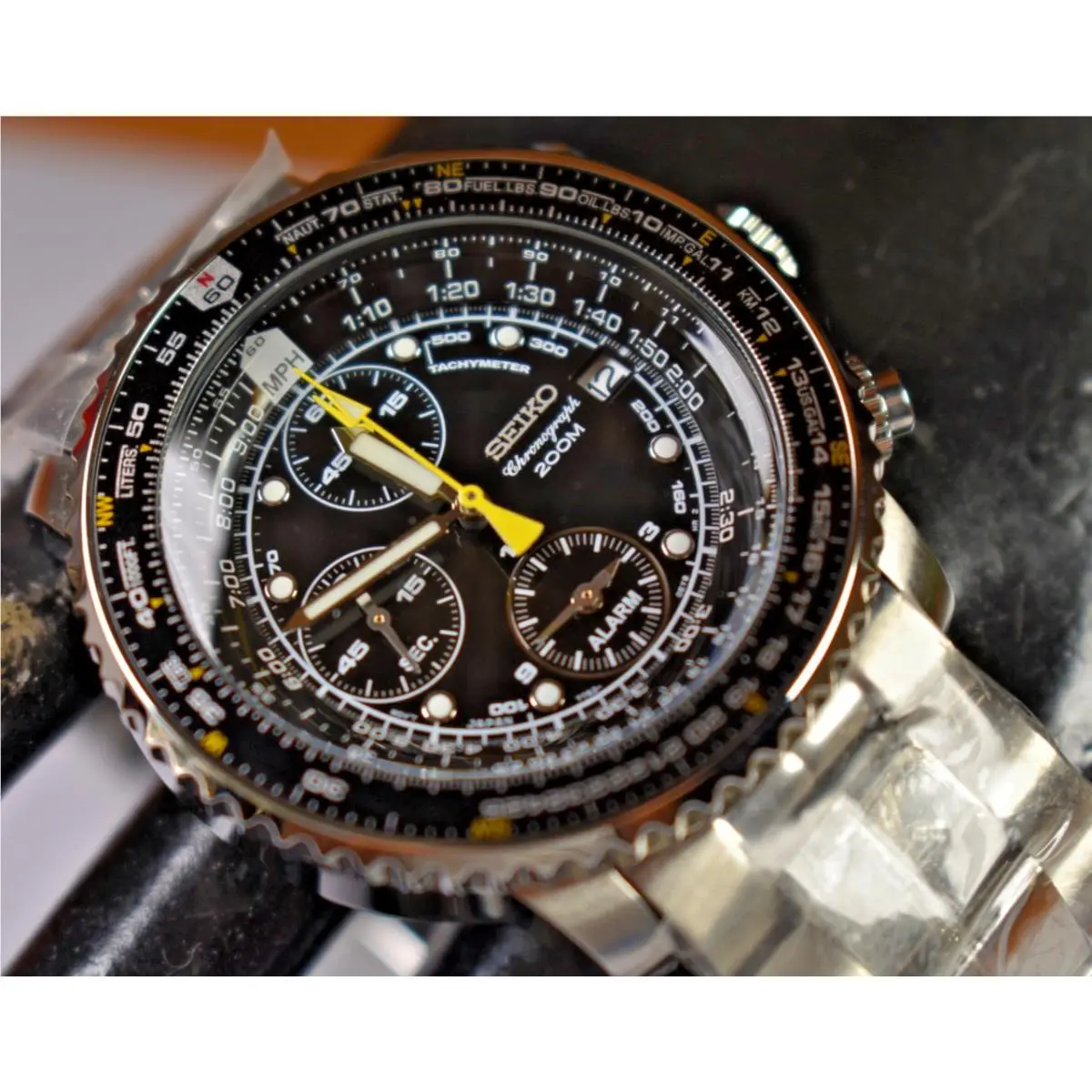 Iob Seiko SNA411P1 Flightmaster Men`s Black Dial Watch Battery