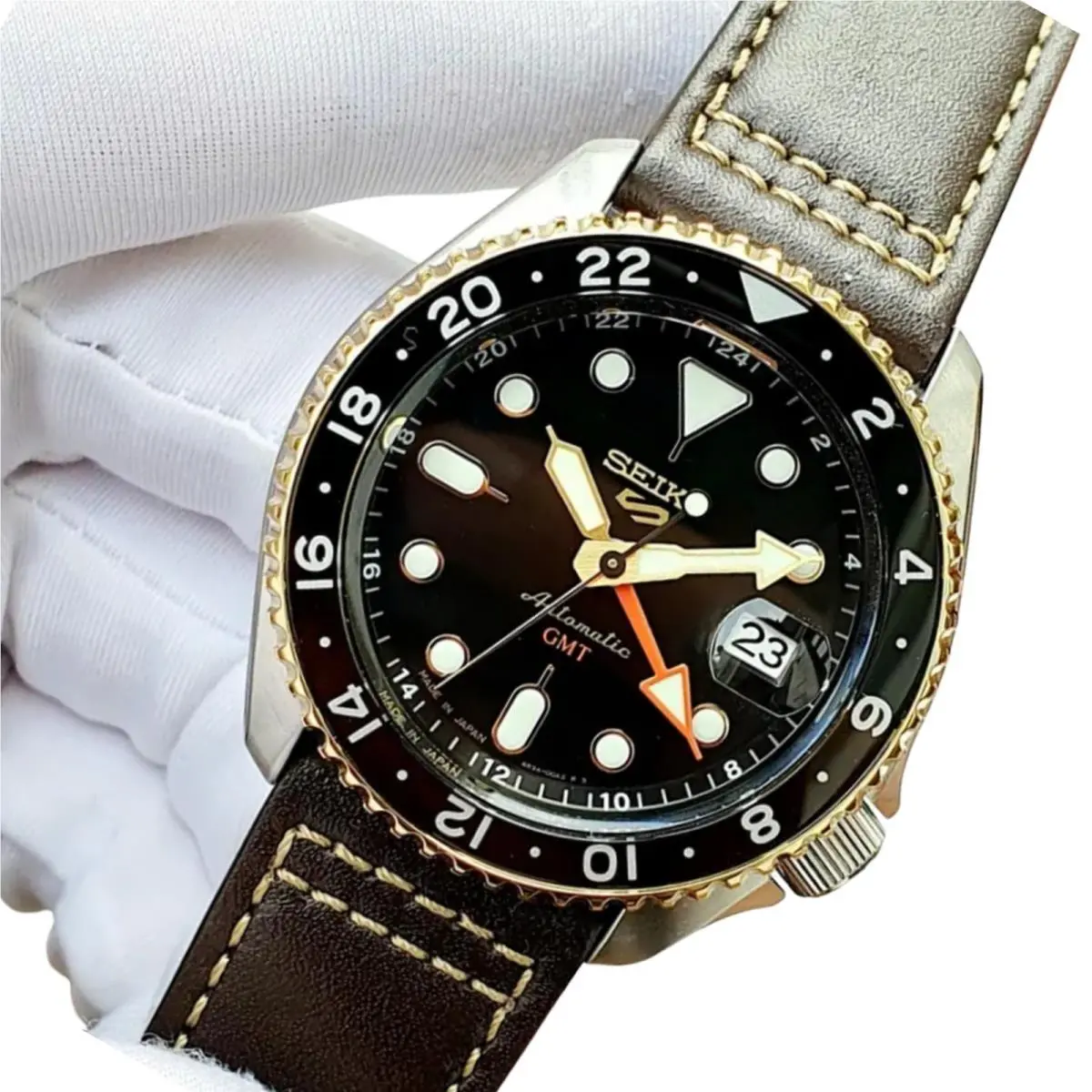 Seiko 5 Sports Automatic Men`s Black Dial Gmt Sports Watch SBSC020
